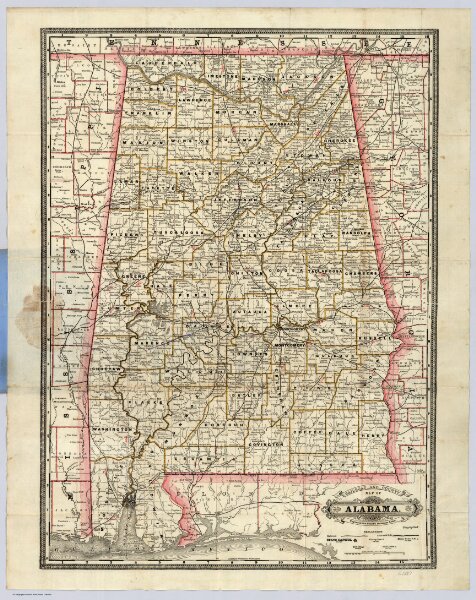 Railroad And County Map Of Alabama