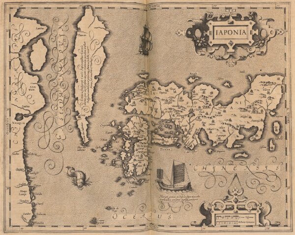 Iaponia [Karte], in: Gerardi Mercatoris Atlas, sive, Cosmographicae meditationes de fabrica mundi et fabricati figura, S. 541.