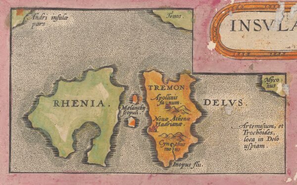 Insular. Aliquot Aegaei Maris Antiqua Descrip.[:] [Rhenia. und Tremon.] [Karte], in: Theatrum orbis terrarum, S. 419.