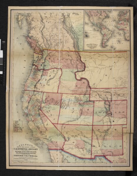 Colton's Map of the Pacific States California & Oregon with the territories of Nevada, Utah, New Mexico, Colorado & Washington in connection with British Columbia, etc.