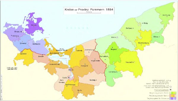 Kreise der Provinz Pommern 1864