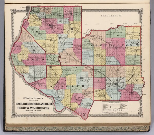 Atlas of Illinois, Counties of St.Clair, Monroe, Randolph, Perry & Washington.