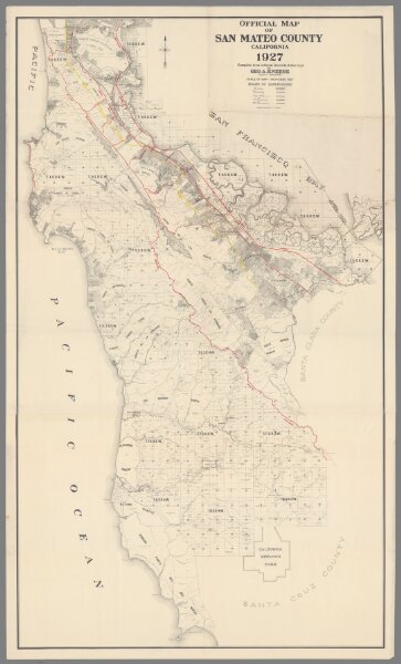 Official Map of San Mateo County California 1927.