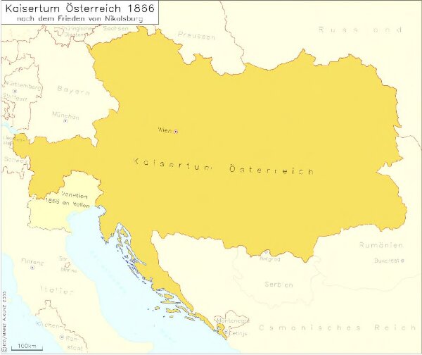 Kaisertum Österreich 1866 nach dem Frieden von Nikolsburg