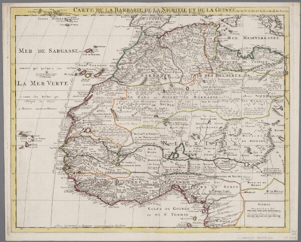 Carte de la Barbarie de la Nigritie et de la Guinée / par Guill.me Del'Isle de l'Academie Royale des Sciences