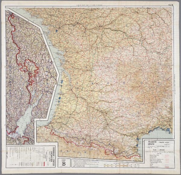 43 Sheet B, uit: France (North West), Belgium (West and Central), Holland (part of) ; France (South West), Spain (North)