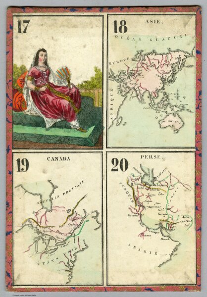17-20: Playing card- maps. Asie. Canada. Perse