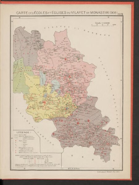 Carte des écoles et églises du vilayet de Monastir (1908)