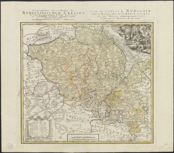 Geographische Verzeichnung des budissinischen Creises in dem Marggrafthum Ober Lausitz = Carte du cercle de Budissin dans le Marggrafiat de la Haute Lusace