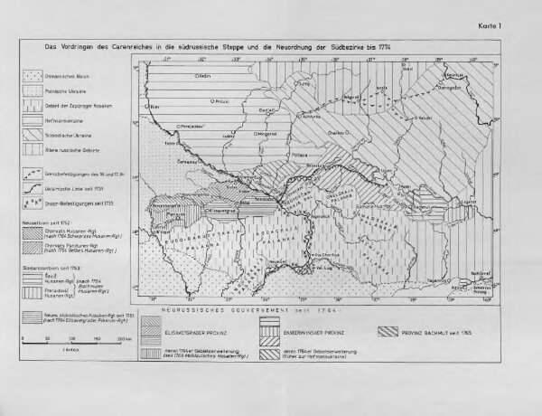 Das Vordringen des Carenreiches in die südrussische Steppe und die Neordnung der Südbezirke bis 1774