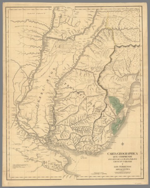 Carta Geographica ... los Rios de la Plata, Parana, Uruguay y Grande y Los Terrenos Adyacentes.