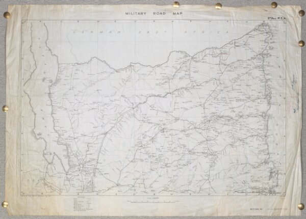 Portuguese East Africa. Military Road Map. North Sheet. 3rd. Revision (orignl.) tracing - War Office ledger. 'Drawn by No. 6 Topo Sect. R.E. Daressalaam, Sept. 1918.'