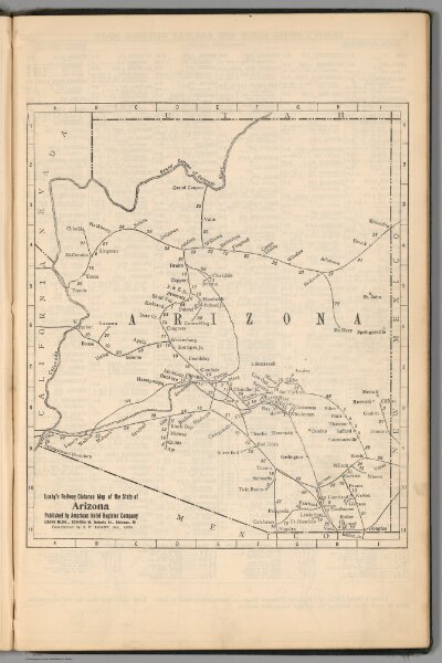 Railway Distance Map of the State of Arizona