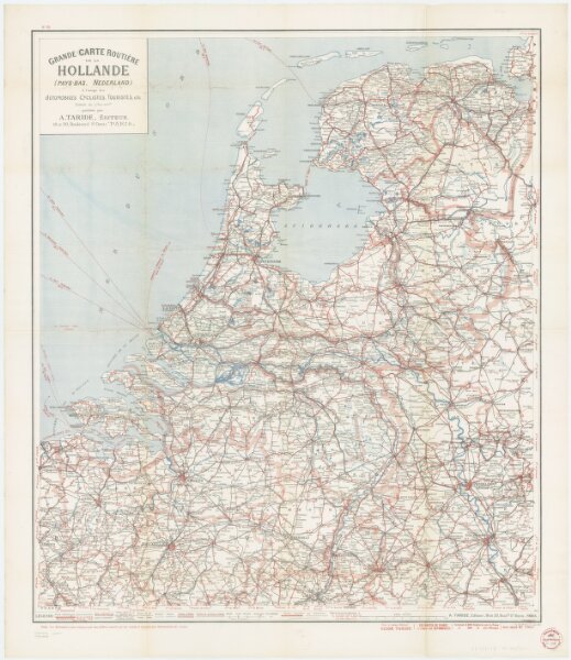 [Kaart], uit: Grande carte routière de la Hollande (Pays-Bas, Nederland) à l'usage des automobiles, cyclistes, touristes, etc. / P. Bineteau, del.