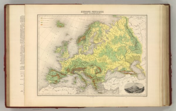 Europe.  (Carte Hypsometrique).