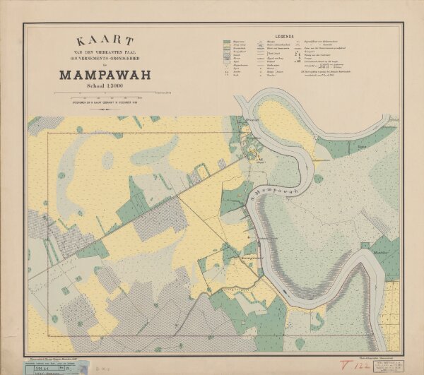 Kaart van den vierkanten paal gouvernements grondgebied te Mampawah / Topographisch Bureau
