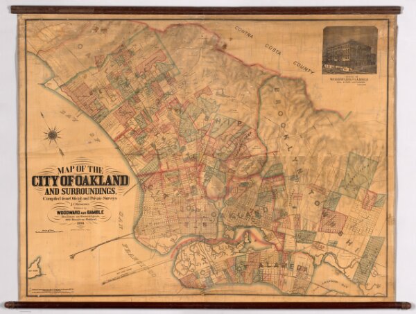 Map of the City of Oakland and Surroundings.