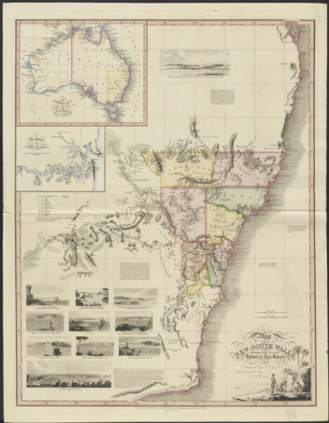 Map of part of New South Wales, embellished with views in the harbour of Port Jackson