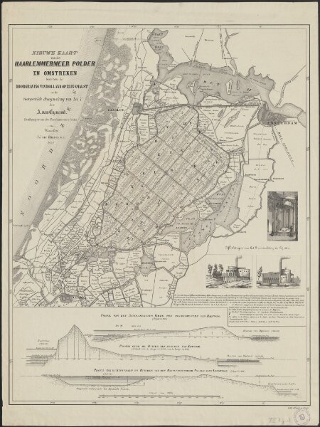Nieuwe kaart van den Haarlemmermeer polder en omstreken, benevens de doorgraving van Holland op zijn smalst en de voorgestelde droogmaking van het Y
