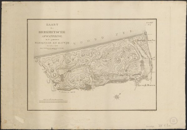 Kaart der Berkheysche afwatering in de gemeenten Wassenaar en Katwijk, December 1823