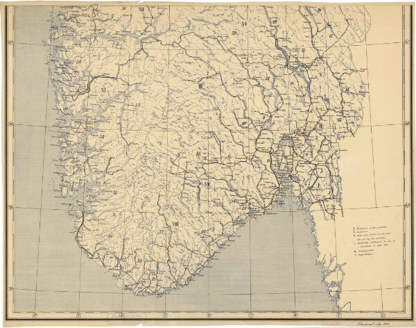 Spesielle kart 8: Postkart over de 5 sydlige Stifter. Sydlig del.