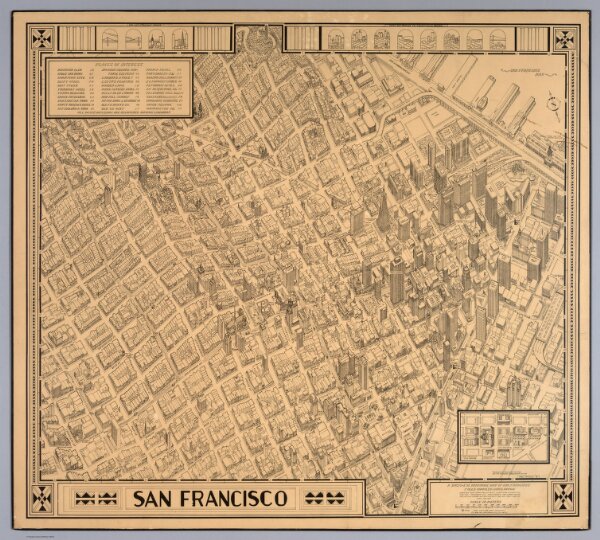 A bird's-eye panoramic map of San Francisco