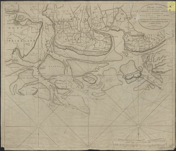 Nieuwe kaart van het inkoomen van de Ooster en Wester Eemze en het Hommegat, benevens het vaarwater na Embden en Delfzijl
