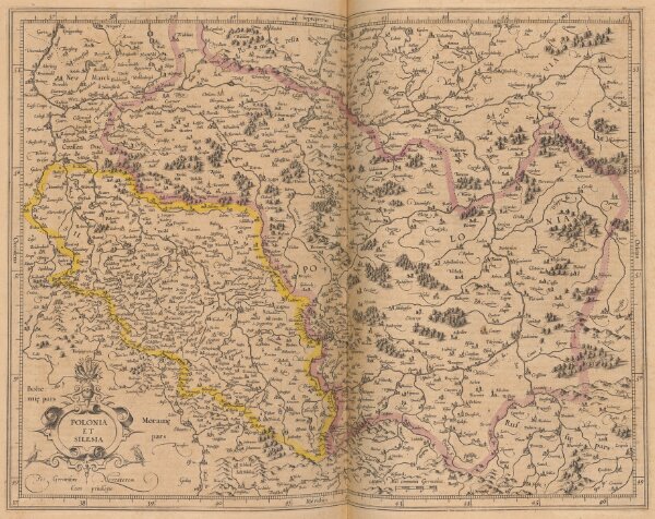 Polonia Et Silesia [Karte], in: Gerardi Mercatoris Atlas, sive, Cosmographicae meditationes de fabrica mundi et fabricati figura, S. 409.