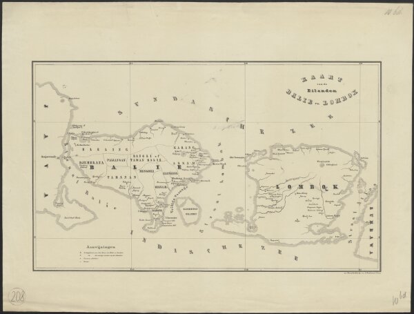Kaart van de eilanden Balie en Lombok