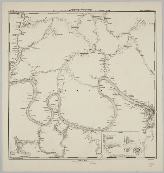 Blad XIII Sanggau, blad h, uit: Residentie Wester-Afdeeling van Borneo : weg- en rivierkaart / Topographisch Bureau