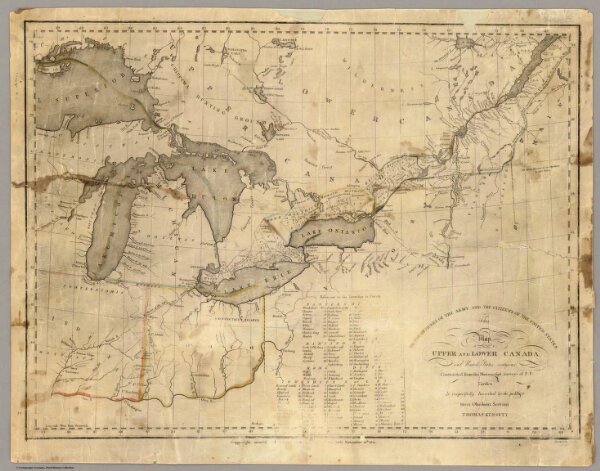 This map of Upper and Lower Canada and United States.