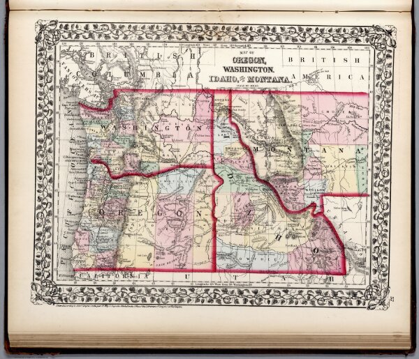 Map of Oregon, washington, Idaho, and part of Montana