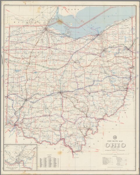 Post Route Map of the State of Ohio Showing Post Offices ... July 15, 1949.