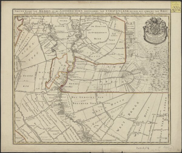 Nieuwe kaart van Mynden en de 2 Loosdrechten : midtsgaders van 's-Gravenland, nevens het Gerecht van Breukelen, en Loendersloot &c.