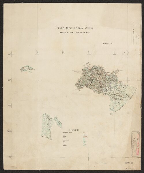 Survey of Pemba Island, Zanzibar Protectorate. Topographical Survey Field Sheets. Manuscripts (WOOS/10/3/2/8)