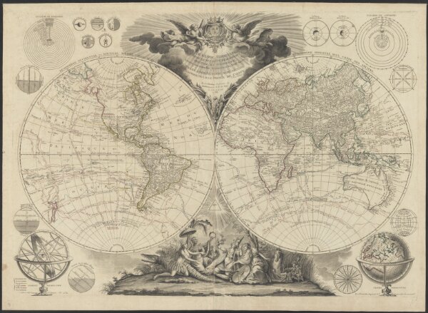 Le globe terrestre divisé en ses deux hémisphères oriental et occidental assujetti aux nouvelles découvertes du XVIIIme siècle