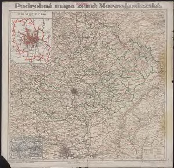 Podrobná mapa země Moravskoslezské