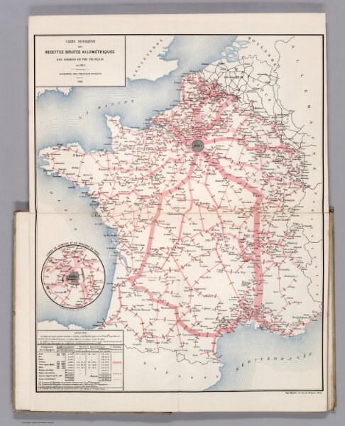 Carte Figurative des Recettes Brutes Kilometriques des Chemins de Fer Francais en 1883.