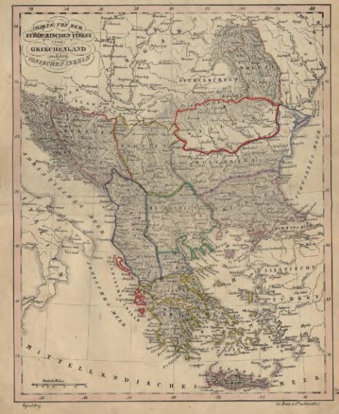 Charte von der europaeischen Tuerkey von Griechenland und den Ionischen Inseln