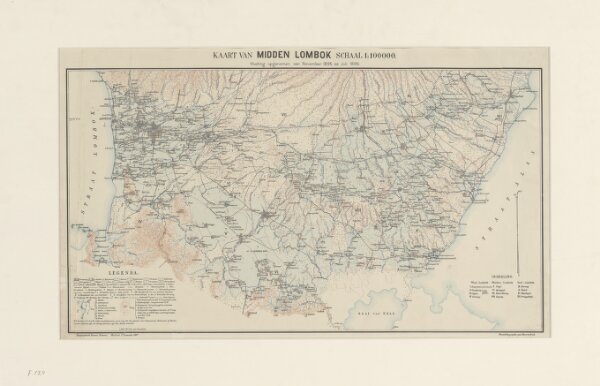 Kaart van Midden Lombok : vluchtig opgenomen van November 1895 tot Juli 1896 / [Topographisch Bureau]