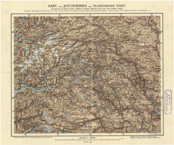 Norge 218: Kart over Jotunheimen med Tilgrænsende Strøg