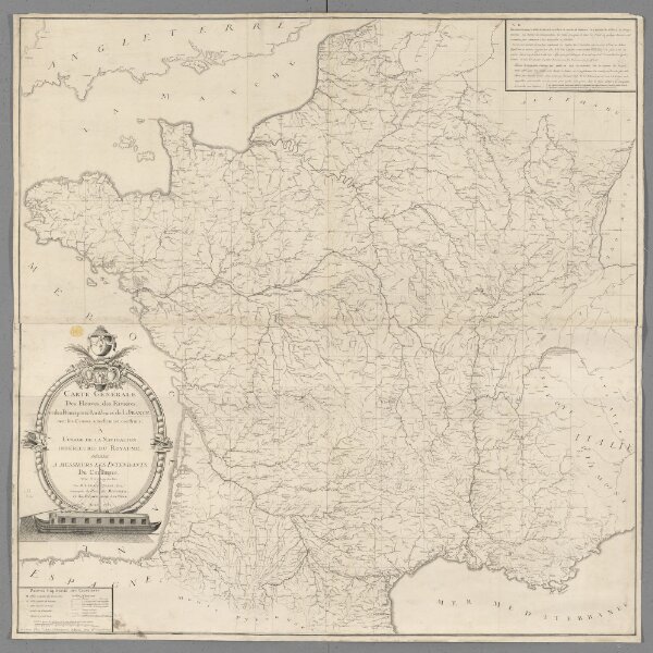 Carte générale des fleuves, des rivieres, et des principaux ruisseaux de la France avec les canaux actuellement construits