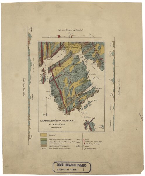 Geologiske kart  Ladegaardsøens Jordbund. Snit over Wigwam og Oscarshal