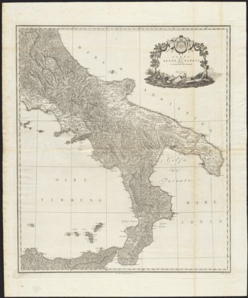 Carta del Regno di Napoli, indicante la divisione delle XIV sue provincie