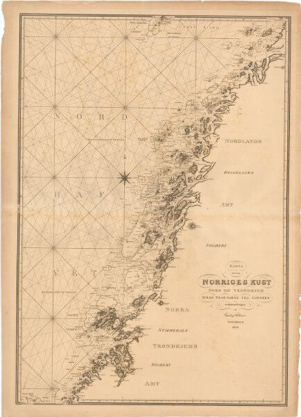 Museumskart 130: Karta öfver Norriges kust Norr om Trondhjem Ifrån Froe öarne till Lofoten
