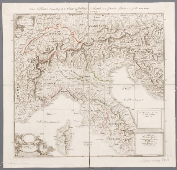 Petit tableau d'assemblage de la carte générale de la guerre en Italie, uit: [Alsace-Franche-Comté / Bacler d'Albe]