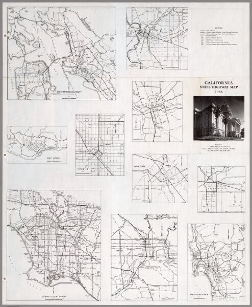 (Verso)  State Highway Map, California, 1966.