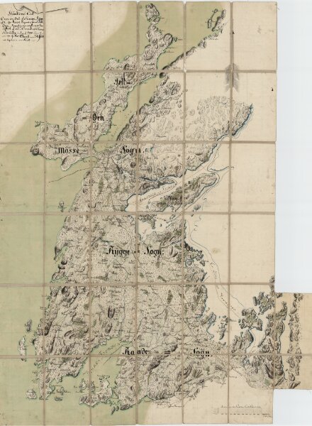 Jegerkorps nr  Situationskart over en Deel af Raade, Rygge og Mosse Sogner samt Jell øen