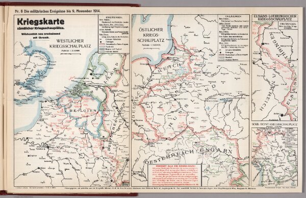 World War I Map (German), Nr. 8. Military Events ... to November 9, 1914.