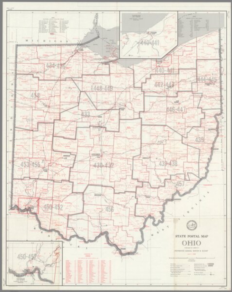 State Postal Map of the State of Ohio Showing Post Offices  ... July 1, 1969.